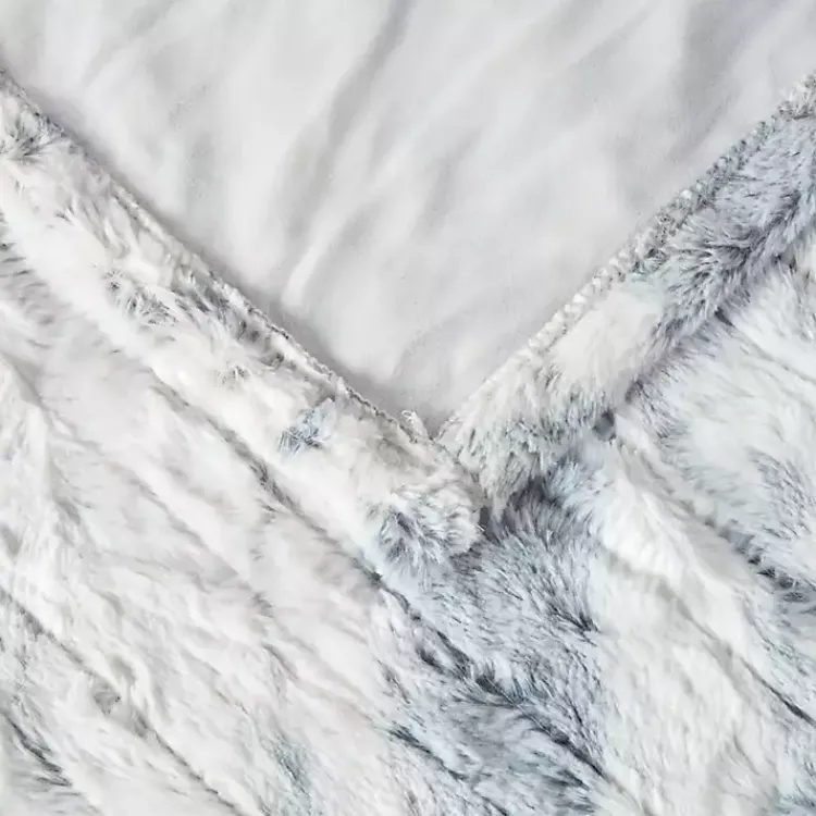 Beautyrest Silver Faux Fur Oversized Heated Throw Blankets & Throws