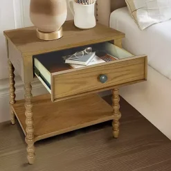 Kirklands Home Nightstands|Beckett Camel Oak Wood Nightsd Tan