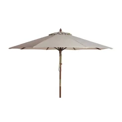 Kirklands Home Outdoor Accent Furniture|Beige 9 ft. Eucalyptus Outdoor Umbrella Tan