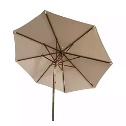 Kirklands Home Outdoor Accent Furniture|Beige 9 ft. Eucalyptus Outdoor Umbrella Tan