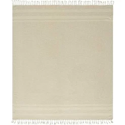 Beige and White Stripes Cotton Throw Blankets & Throws