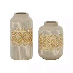 Online Beige and Yellow Acanthus Print Vases, Set of 2 Vases