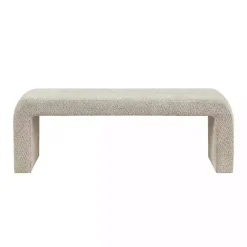 Kirklands Home Benches & Ottomans|Beige Boucle Waterfall Bench, 52 in. Brown