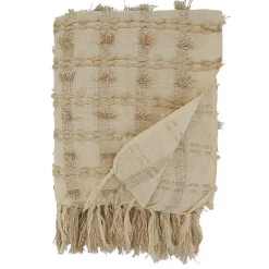 Best Beige Dotted Fringe Throw Blanket Blankets & Throws