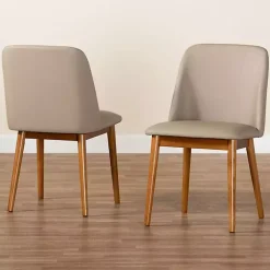Kirklands Home Dining Chairs|Beige Faux Leather Modern Dining Chairs, Set of 2 Tan
