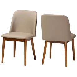 Kirklands Home Dining Chairs|Beige Faux Leather Modern Dining Chairs, Set of 2 Tan