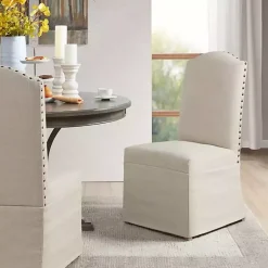 Kirklands Home Dining Chairs|Beige High Back Skirted Dining Chairs, Set of 2 Tan