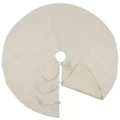 Hot Beige Linen Diamond Stitched Tree Skirt Christmas Tree Skirts & Collars