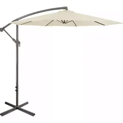 Kirklands Home Outdoor Accent Furniture|Beige Offset Hand Crank Outdoor Umbrella