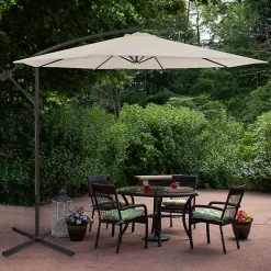 Kirklands Home Outdoor Accent Furniture|Beige Offset Hand Crank Outdoor Umbrella