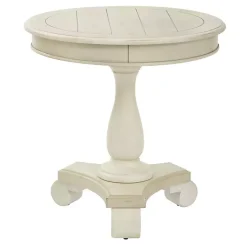 Kirklands Home Accent & End Tables|Beige Traditional Round Pedestal Accent Table Ivory