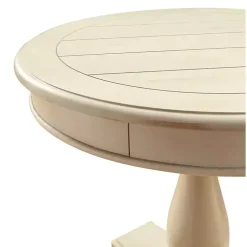 Kirklands Home Accent & End Tables|Beige Traditional Round Pedestal Accent Table Ivory