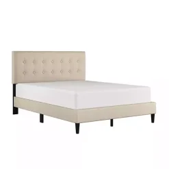 Kirklands Home Beds & Headboards|Beige Tufted Low Profile Platform Queen Bed Tan