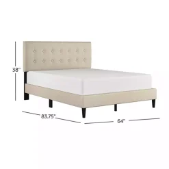 Kirklands Home Beds & Headboards|Beige Tufted Low Profile Platform Queen Bed Tan