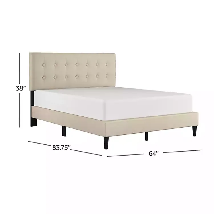 Kirklands Home Beds & Headboards|Beige Tufted Low Profile Platform Queen Bed Tan