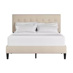 Kirklands Home Beds & Headboards|Beige Tufted Low Profile Platform Queen Bed Tan