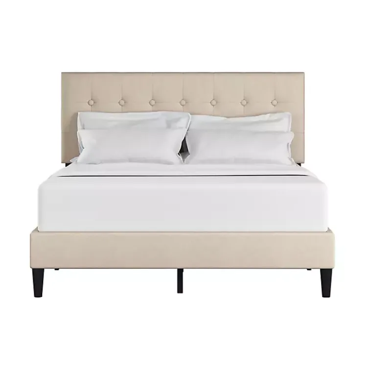 Kirklands Home Beds & Headboards|Beige Tufted Low Profile Platform Queen Bed Tan