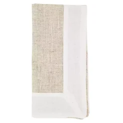 Kirklands Home Table Linens|Beige Two-Tone Border 4-pc. Napkin Set