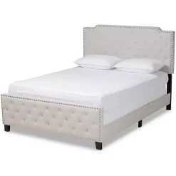 Kirklands Home Beds & Headboards|Beige Upholstered Button Tufted King Panel Bed Ivory