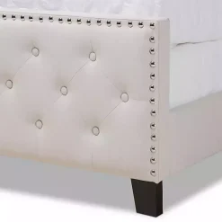 Kirklands Home Beds & Headboards|Beige Upholstered Button Tufted King Panel Bed Ivory