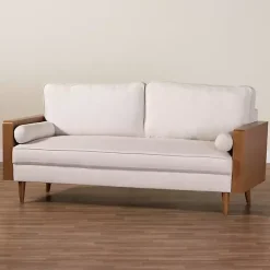 Kirklands Home Sofas & Loveseats|Beige Upholstered Harley Walnut Sofa Tan