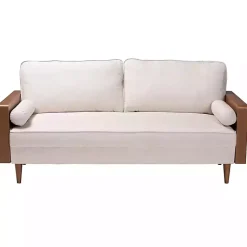 Kirklands Home Sofas & Loveseats|Beige Upholstered Harley Walnut Sofa Tan