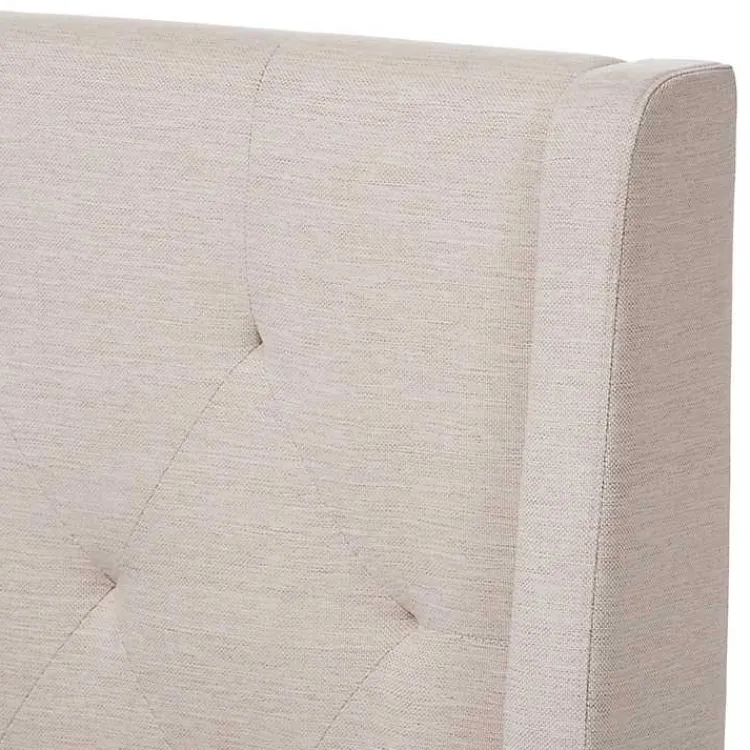 Kirklands Home Beds & Headboards|Beige Upholstered Wingback Queen Platform Bed Ivory