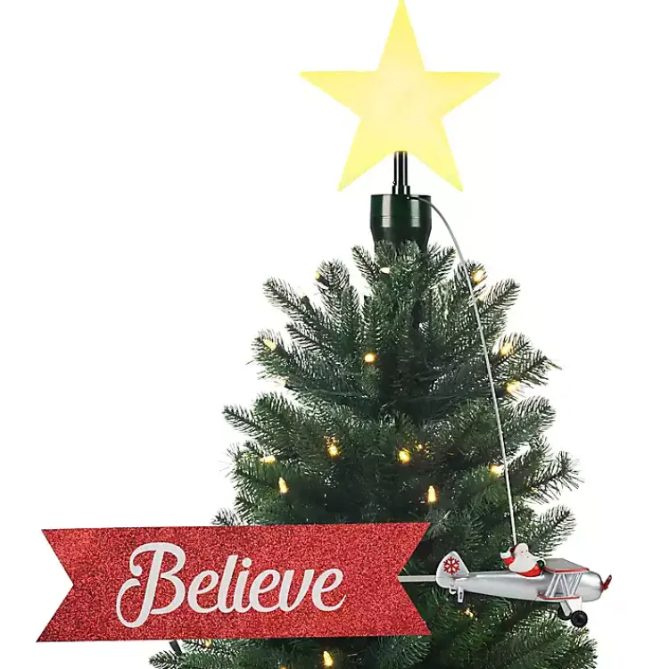 New Believe Animated Biplane Tree Topper Christmas Tree Decorations