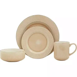 Kirklands Home Dinnerware|Betsy Cream Ribbed 16-pc. Dinnerware Set Tan