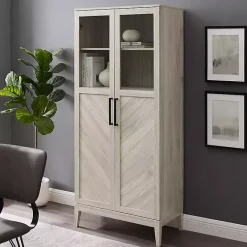 Kirklands Home Cabinets & Sideboards|Birch Chevron Wooden Storage Cabinet Tan