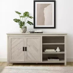 Kirklands Home Cabinets & Sideboards|Birch 2-Door Chevron Cabinet Tan