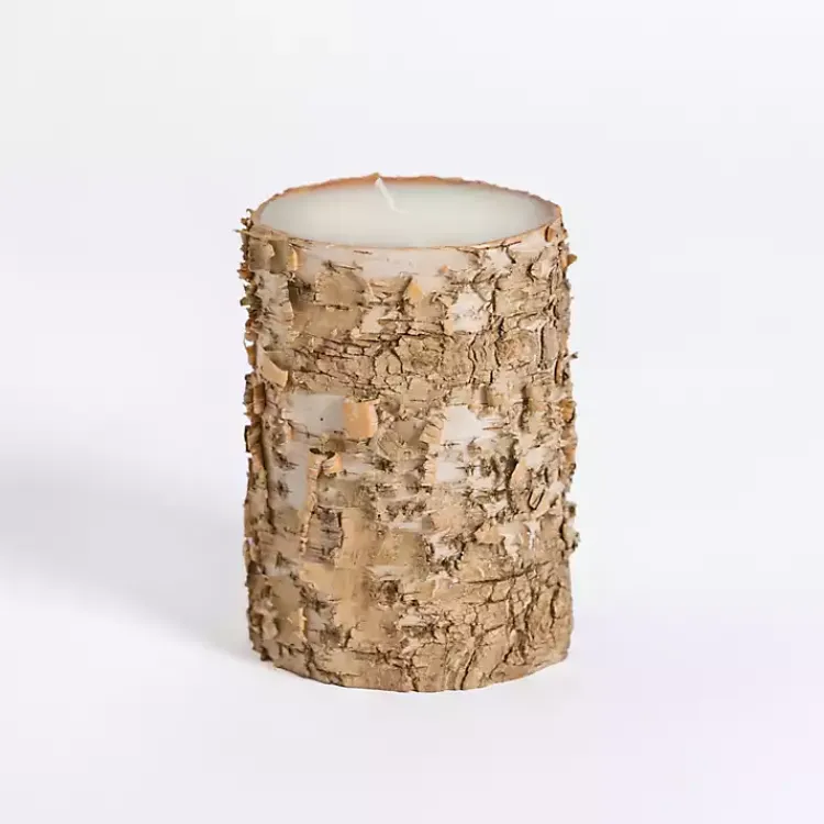 Clearance Birch Tree Bark Pillar Candle, 4x6 in. Candles