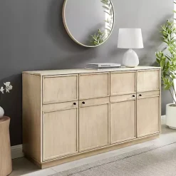 Kirklands Home Cabinets & Sideboards|Birch Wood 4-Door Sideboard Ivory