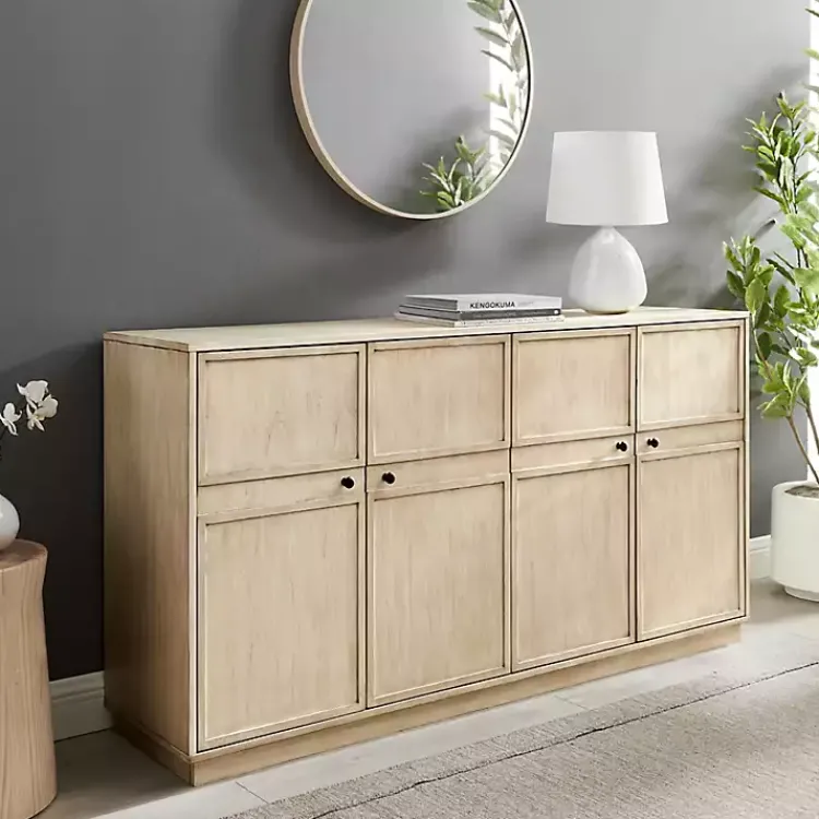 Kirklands Home Cabinets & Sideboards|Birch Wood 4-Door Sideboard Ivory