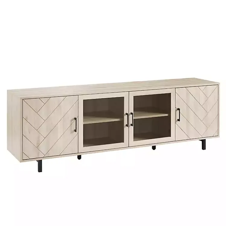 Kirklands Home Tv Stands & Media Consoles|Birch Wood Herringbone 4-Door TV Sd Tan