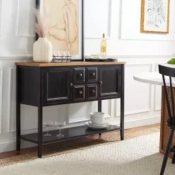 Kirklands Home Cabinets & Sideboards|& Oak 4-Drawer Charlotte Sideboard Black