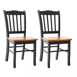 Kirklands Home Dining Chairs|Black & Oak Wood Shaker Dining Chairs, Set of 2 Brown