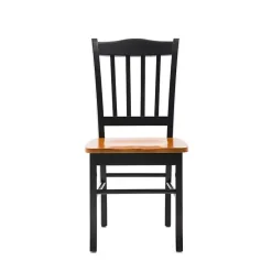 Kirklands Home Dining Chairs|Black & Oak Wood Shaker Dining Chairs, Set of 2 Brown