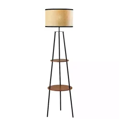 Kirklands Home Floor Lamps|& Walnut Shelves Savannah Floor Lamp Black
