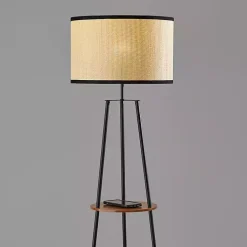 Kirklands Home Floor Lamps|& Walnut Shelves Savannah Floor Lamp Black