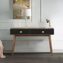 Kirklands Home Console Tables|& Walnut Soft-Close Wood Console Table Black