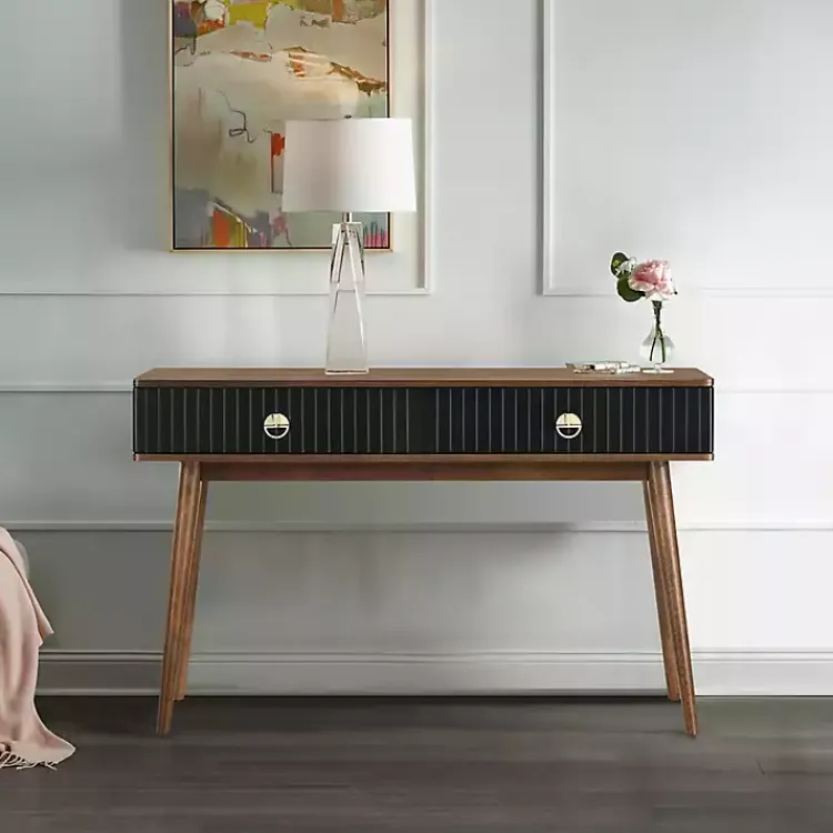Kirklands Home Console Tables|& Walnut Soft-Close Wood Console Table Black