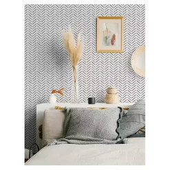 Kirklands Home Wall Murals & Wallpaper|Black & White Chevron Peel & Stick Wallpaper
