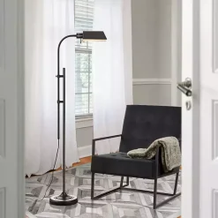 Kirklands Home Floor Lamps|Adjustable Height Pharmacy Floor Lamp Black