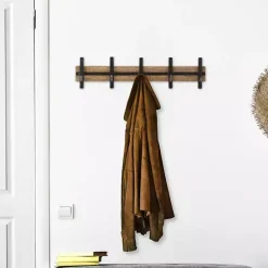Kirklands Home Hooks|Black and Brown 5-Hook Coat Rack