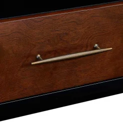 Kirklands Home Tv Stands & Media Consoles|Black and Wood 2-Door Media Cabinet Brown