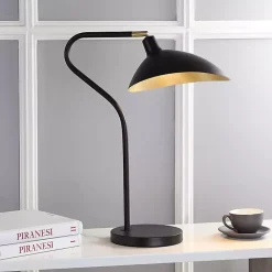 Kirklands Home Table Lamps|Black and Gold Curved Neck Giselle Task Lamp