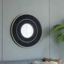 Kirklands Home Decorative Mirrors|and Gold Double Ribbed Wall Mirror Black
