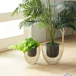 Kirklands Home Planters|Black and Gold Open Frame Planters, Set of 2