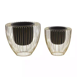Kirklands Home Planters|Black and Gold Open Frame Planters, Set of 2